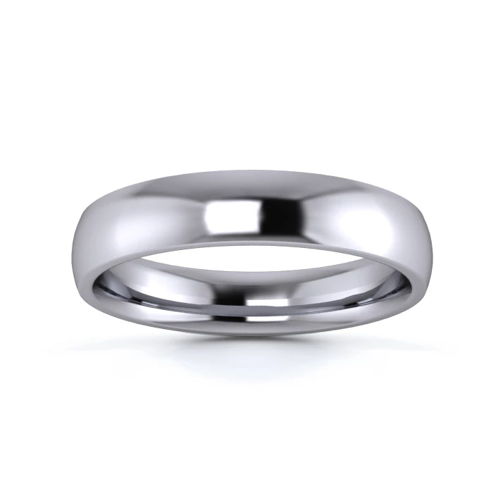 18K White Gold 4mm Medium Weight Traditional Court Flat Edge Wedding Ring