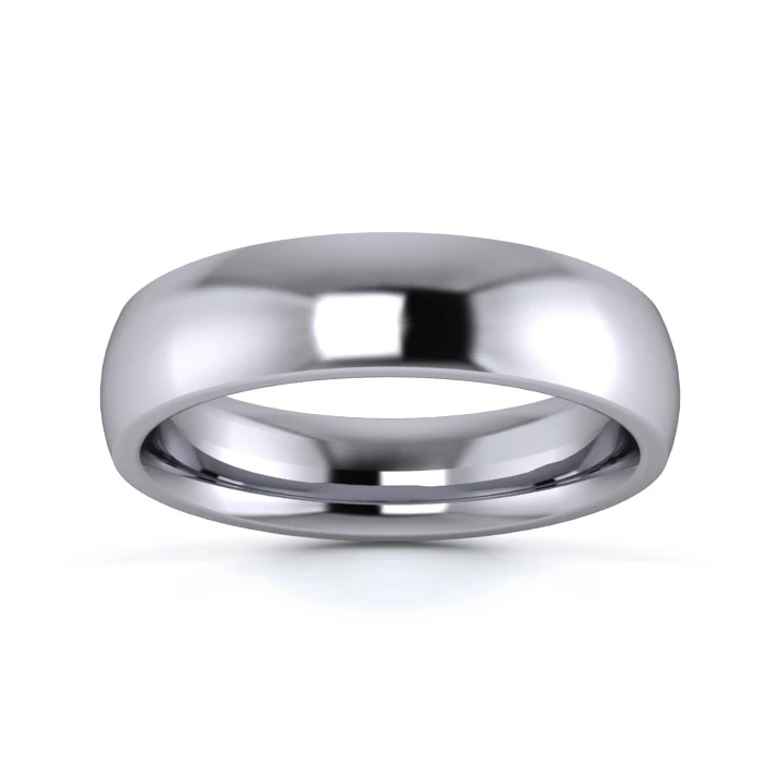18K White Gold 5mm Heavy Weight Traditional Court Flat Edge Wedding Ring