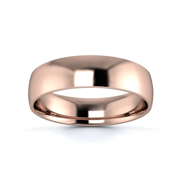 9K Rose Gold 5mm Light Weight Traditional Court Flat Edge Wedding Ring