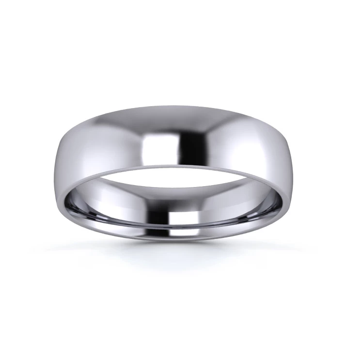 18K White Gold 5mm Light Weight Traditional Court Flat Edge Wedding Ring
