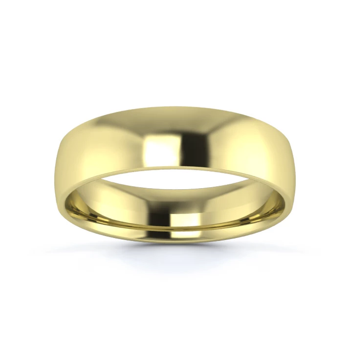 18K Yellow Gold 5mm Light Weight Traditional Court Flat Edge Wedding Ring