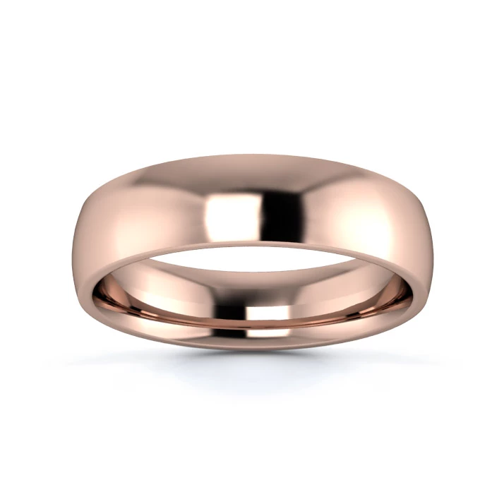 9K Rose Gold 5mm Medium Weight Traditional Court Flat Edge Wedding Ring
