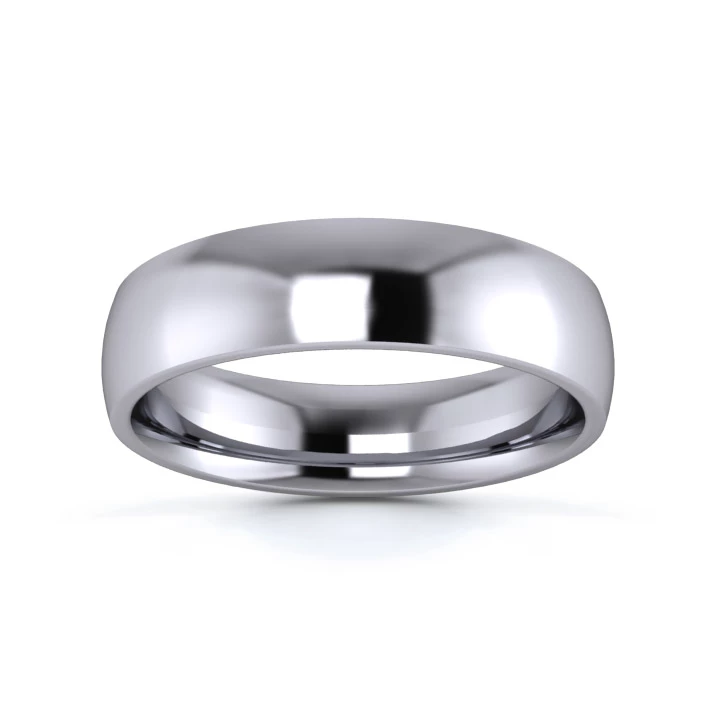 9K White Gold 5mm Medium Weight Traditional Court Flat Edge Wedding Ring
