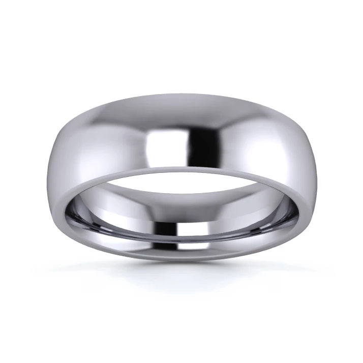 18K White Gold 6mm Heavy Weight Traditional Court Flat Edge Wedding Ring