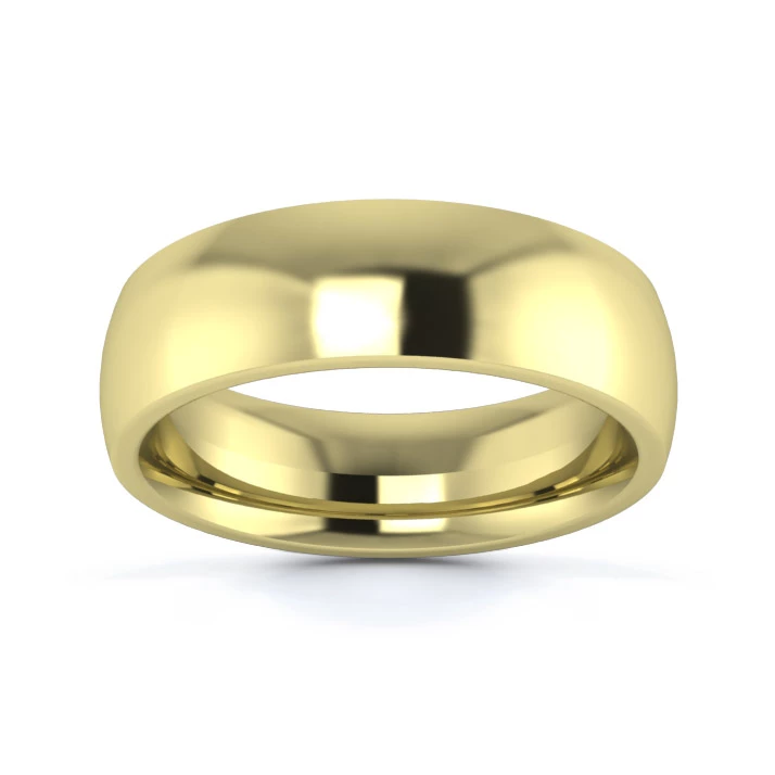 18K Yellow Gold 6mm Heavy Weight Traditional Court Flat Edge Wedding Ring