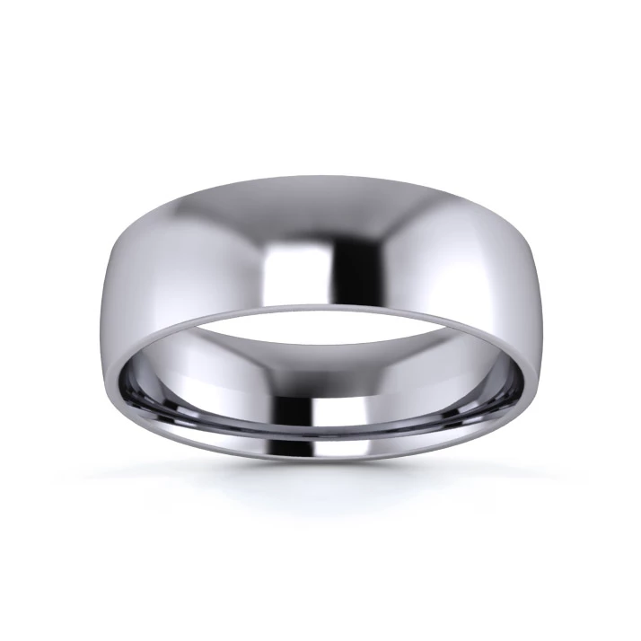 9K White Gold 6mm Light Weight Traditional Court Flat Edge Wedding Ring