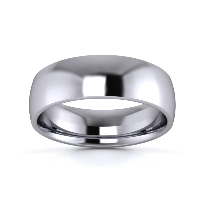 18K White Gold 6mm Medium Weight Traditional Court Flat Edge Wedding Ring