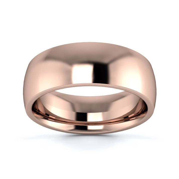 9K Rose Gold 7mm Heavy Weight Traditional Court Flat Edge Wedding Ring