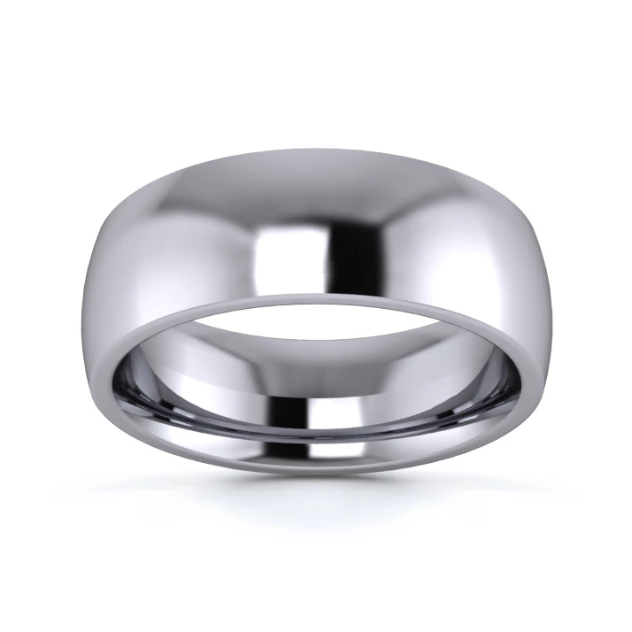 Platinum 950 7mm Heavy Weight Traditional Court Flat Edge Wedding Ring