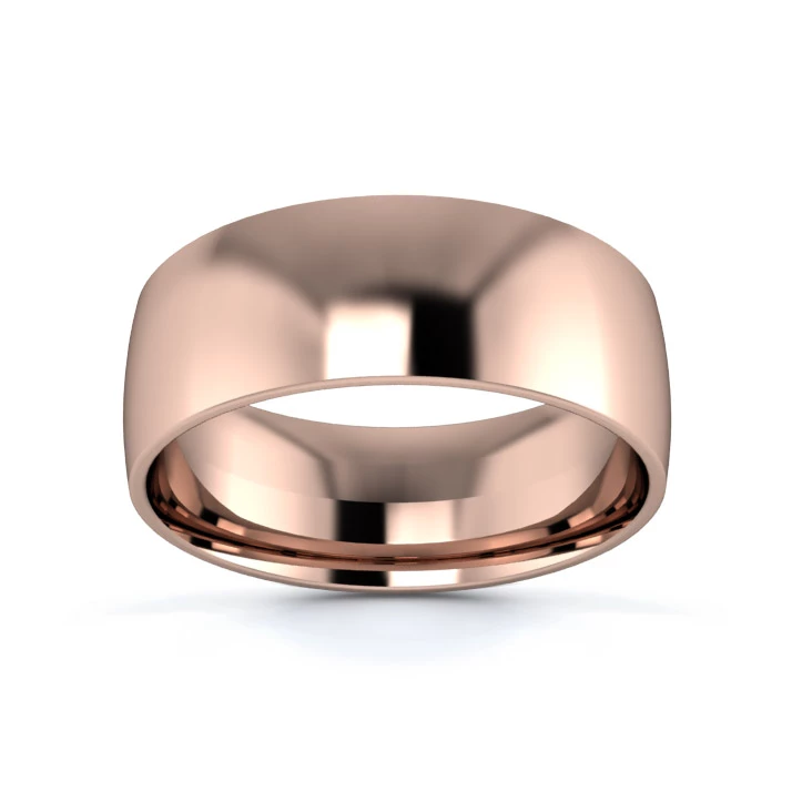 18K Rose Gold 7mm Light Weight Traditional Court Flat Edge Wedding Ring