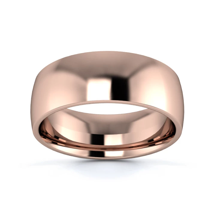 9K Rose Gold 7mm Medium Weight Traditional Court Flat Edge Wedding Ring