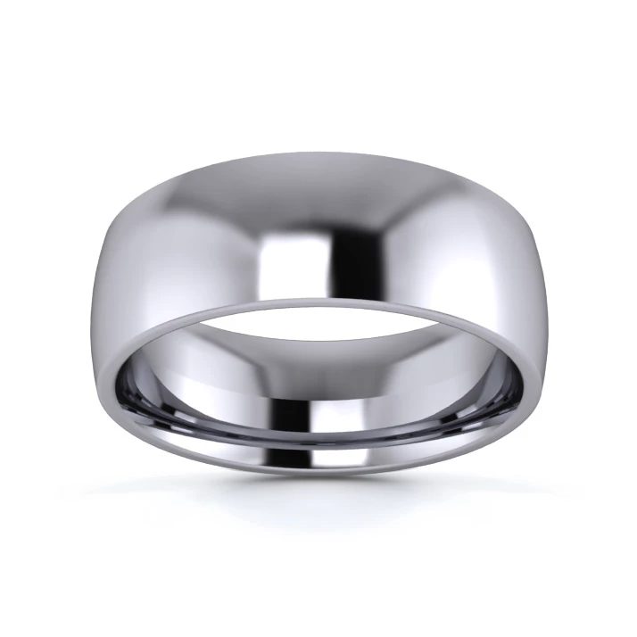 9K White Gold 7mm Medium Weight Traditional Court Flat Edge Wedding Ring