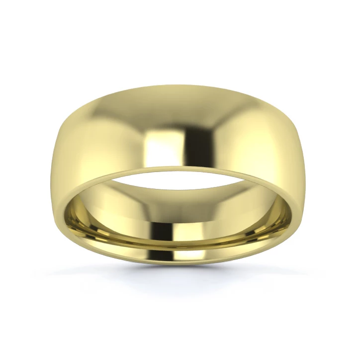 18K Yellow Gold 7mm Medium Weight Traditional Court Flat Edge Wedding Ring