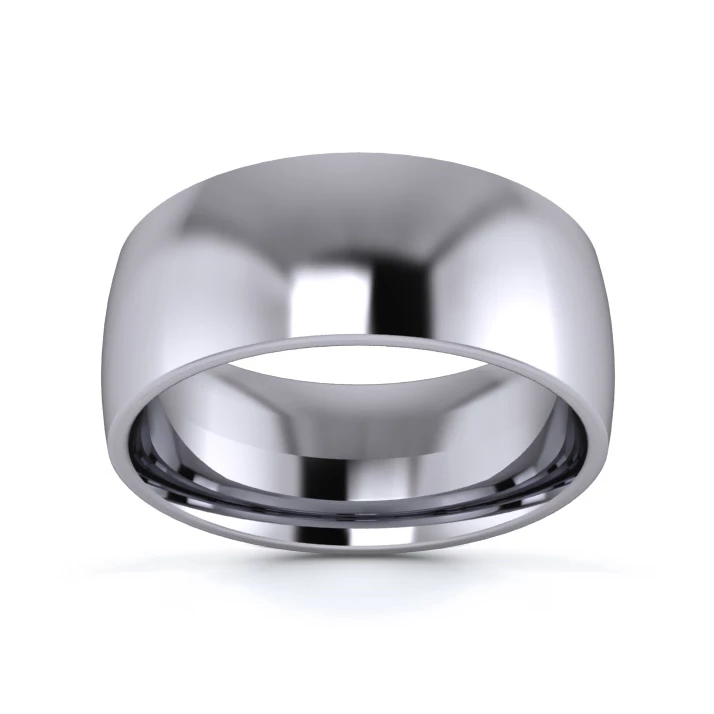Platinum 950 8mm Medium Weight Traditional Court Flat Edge Wedding Ring
