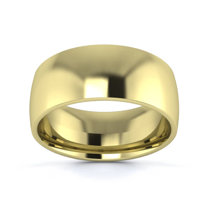 18K Yellow Gold 8mm Medium Weight Traditional Court Flat Edge Wedding Ring
