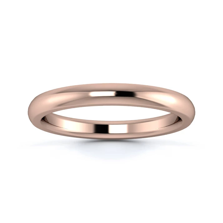 18K Rose Gold 2.5mm Heavy Weight D Shape Wedding Ring