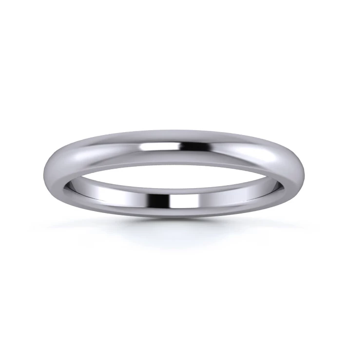 Platinum 950 2.5mm Heavy Weight D Shape Wedding Ring