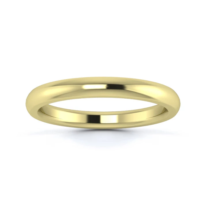 18K Yellow Gold 2.5mm Heavy Weight D Shape Wedding Ring