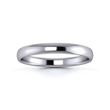 Platinum 950 2.5mm Light Weight D Shape Wedding Ring
