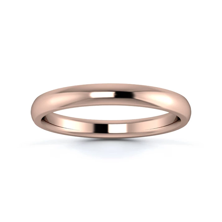 18K Rose Gold 2.5mm Medium Weight D Shape Wedding Ring