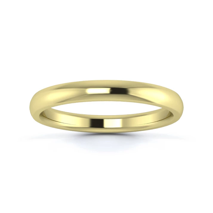 18K Yellow Gold 2.5mm Medium Weight D Shape Wedding Ring