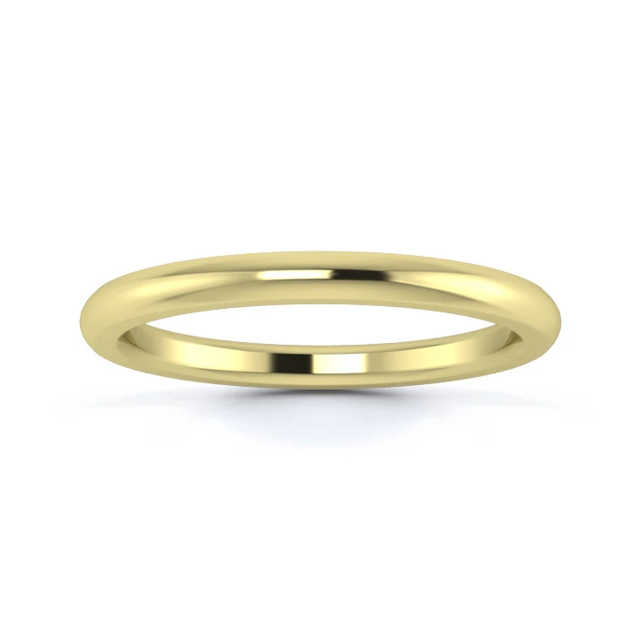18K Yellow Gold 2mm Heavy Weight D Shape Wedding Ring