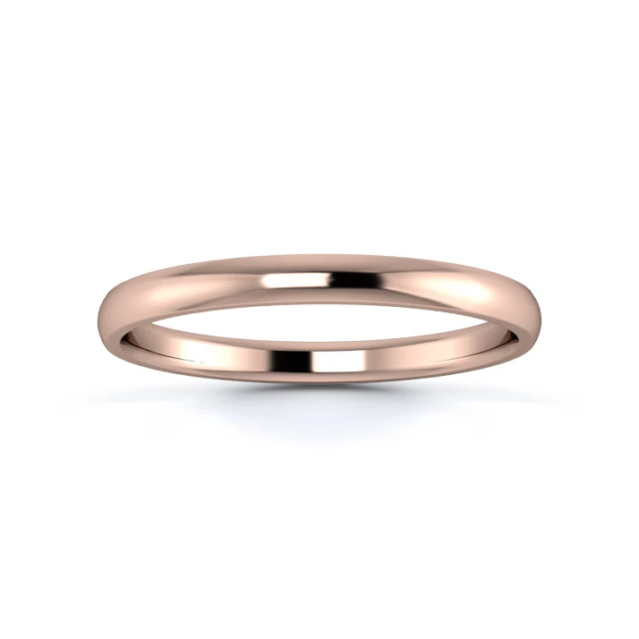 18K Rose Gold 2mm Light Weight D Shape Wedding Ring