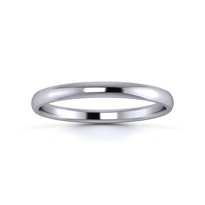 Platinum 950 2mm Light Weight D Shape Wedding Ring