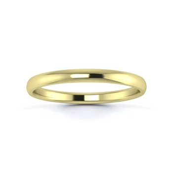 9K Yellow Gold 2mm Light Weight D Shape Wedding Ring