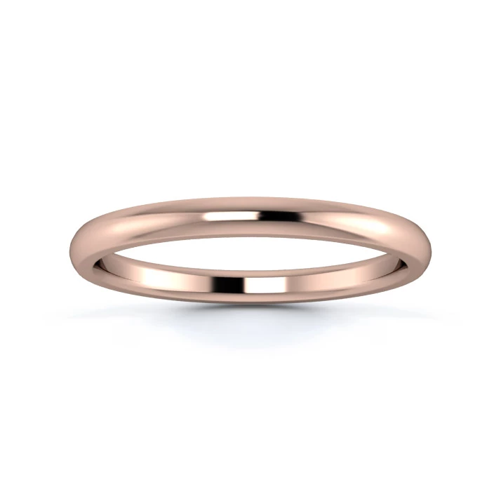 18K Rose Gold 2mm Medium Weight D Shape Wedding Ring