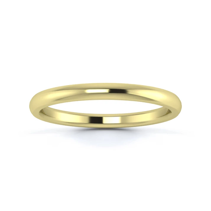 18K Yellow Gold 2mm Medium Weight D Shape Wedding Ring