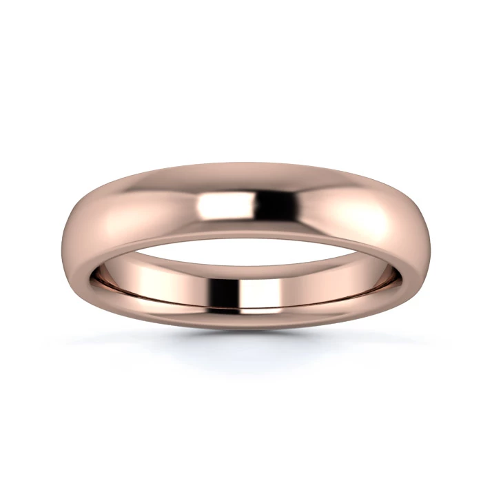 9K Rose Gold 4mm Heavy Weight D Shape Wedding Ring