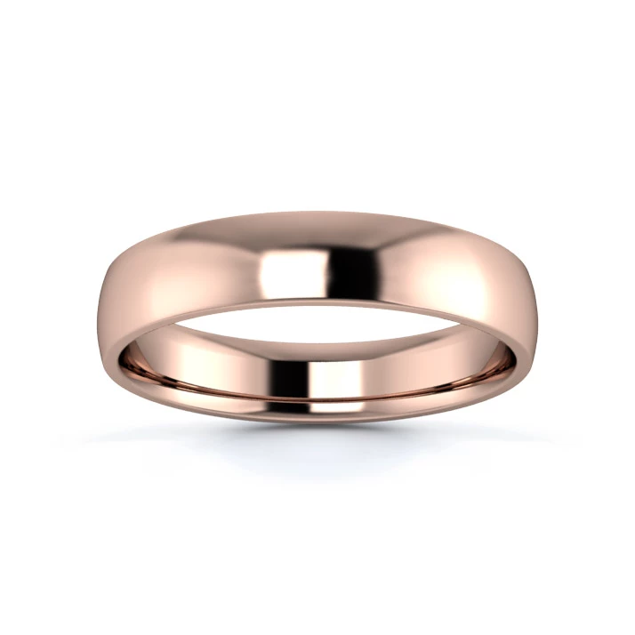 18K Rose Gold 4mm Light Weight D Shape Wedding Ring
