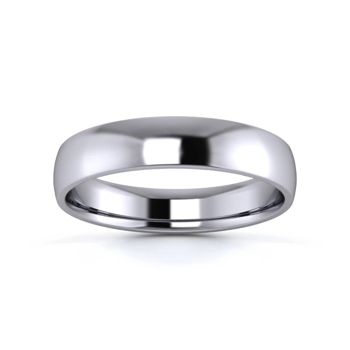 9K White Gold 4mm Light Weight D Shape Wedding Ring