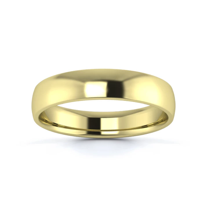 18K Yellow Gold 4mm Light Weight D Shape Wedding Ring