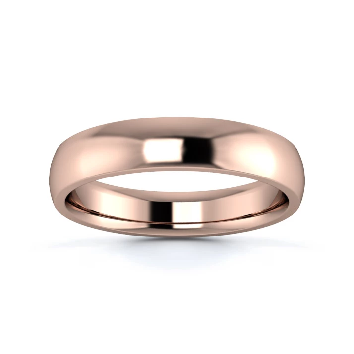 18K Rose Gold 4mm Medium Weight D Shape Wedding Ring