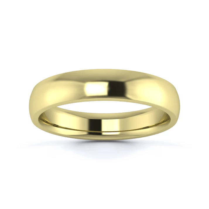 18K Yellow Gold 4mm Medium Weight D Shape Wedding Ring