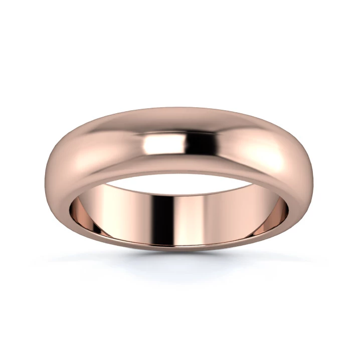 18K Rose Gold 5mm Heavy Weight D Shape Wedding Ring
