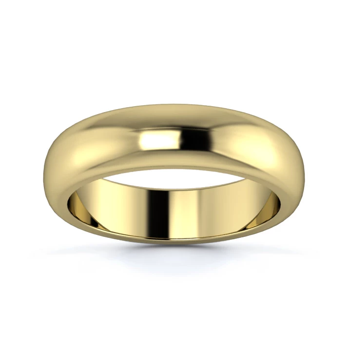 9K Yellow Gold 5mm Heavy Weight D Shape Wedding Ring