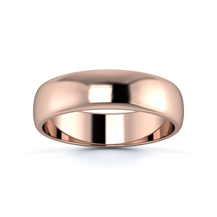 9K Rose Gold 5mm Light Weight D Shape Wedding Ring