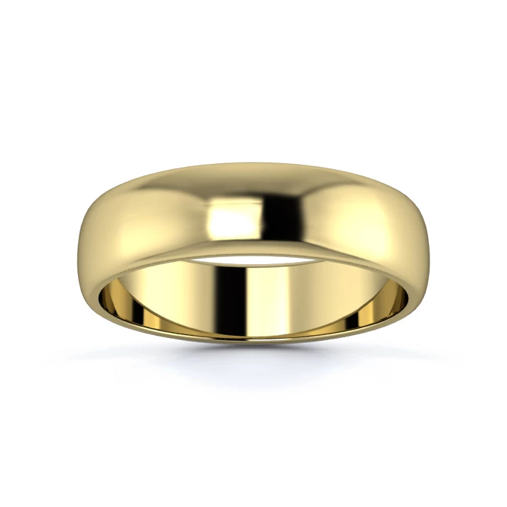 18K Yellow Gold 5mm Light Weight D Shape Wedding Ring