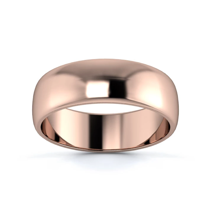 9K Rose Gold 6mm Light Weight D Shape Wedding Ring