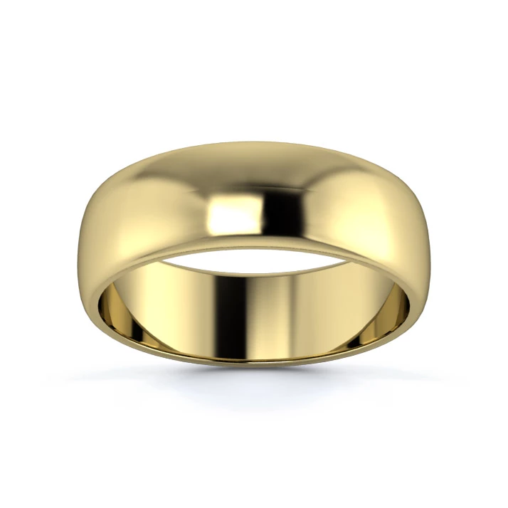 9K Yellow Gold 6mm Light Weight D Shape Wedding Ring