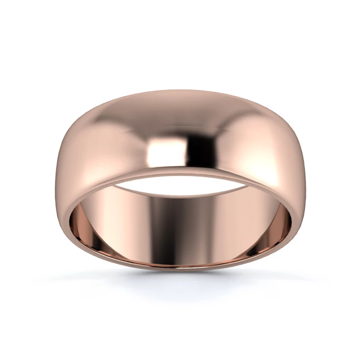 18K Rose Gold 7mm Light Weight D Shape Wedding Ring