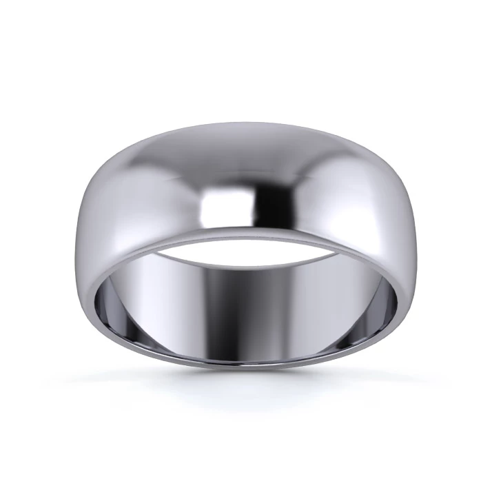 9K White Gold 7mm Light Weight D Shape Wedding Ring