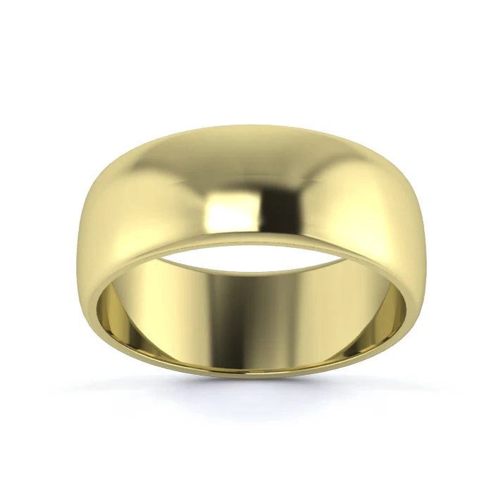 9K Yellow Gold 7mm Light Weight D Shape Wedding Ring
