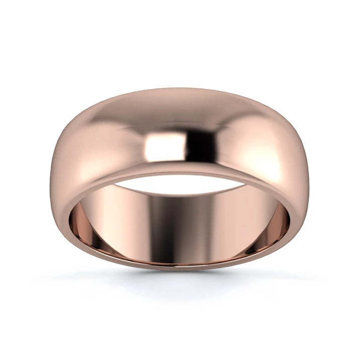 9K Rose Gold 7mm Medium Weight D Shape Wedding Ring