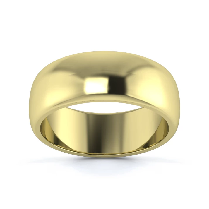 18K Yellow Gold 7mm Medium Weight D Shape Wedding Ring