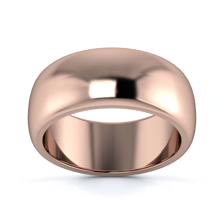 18K Rose Gold 8mm Heavy Weight D Shape Wedding Ring