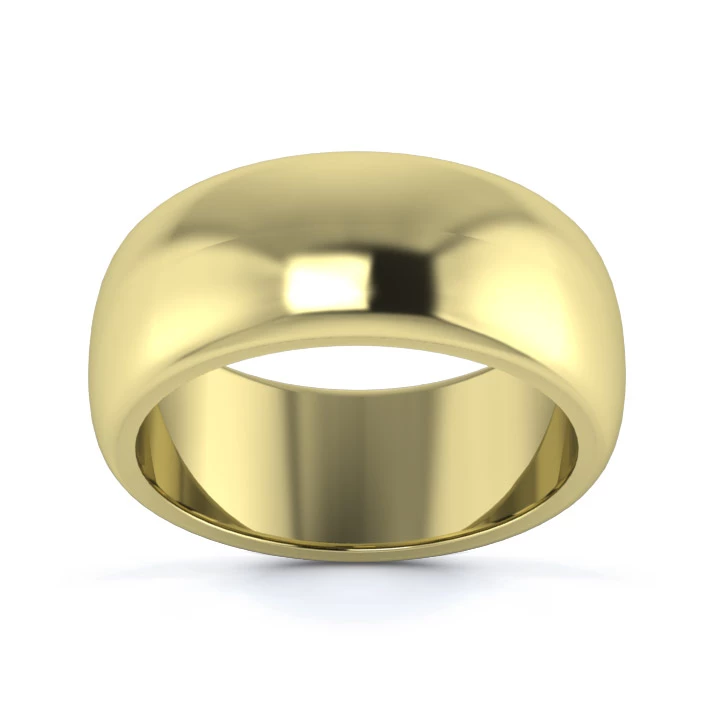 18K Yellow Gold 8mm Heavy Weight D Shape Wedding Ring